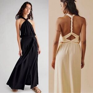 Free People Maxi Dress in Black and Cream